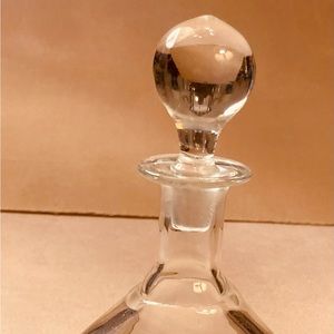 Vintage used crystal glass decanter with stopper rectangle modern design